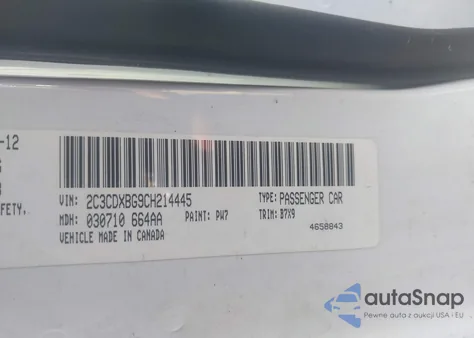 2012 Dodge Charger Se from USA, damaged, VIN 2C3CDXBG9CH214445